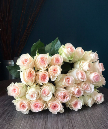 Букет из 25 светло-розовых эквадорских роз