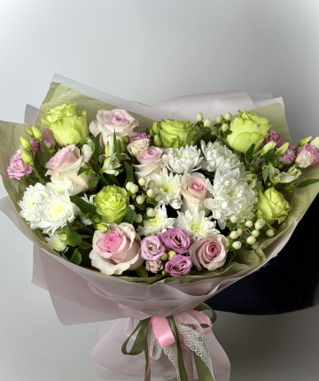 Букет из роз, хризантем, альстромерий - 25 шт