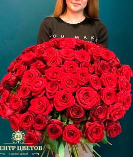 Букет из 51 красной российской розы