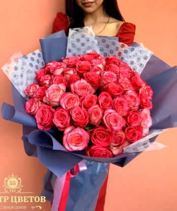 Букет из 51 розовой эквадорской розы