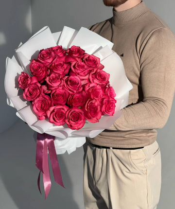 Букет из розовых эквадорских роз - 21 шт