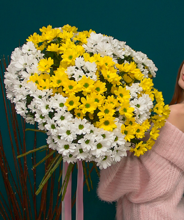 Букет из 21 кустовых хризантем